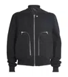 Rick Owens Leather Jacket With High Collar And Ribbed Accents In Black