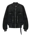 Rick Owens Leather Jacket With High Collar And Ribbed Accents In Black