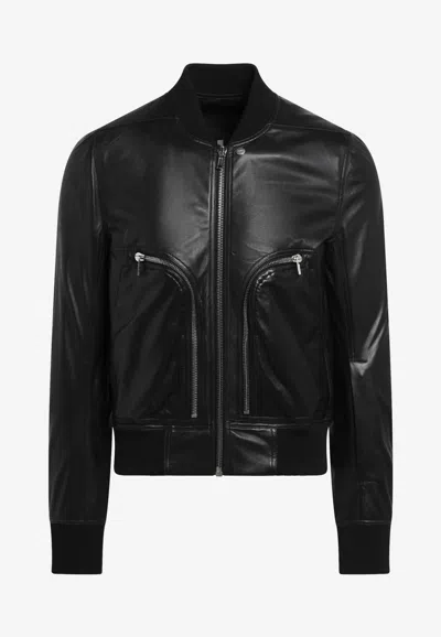 Rick Owens Bauhaus Flight Leather Jacket In Black