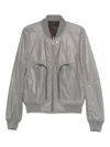 Rick Owens Bauhaus Flight Leather Jacket In Gray