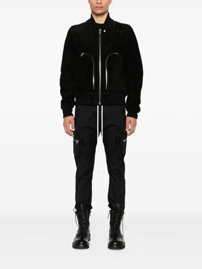 Rick Owens Bauhaus Leather Bomber Jacket In Black