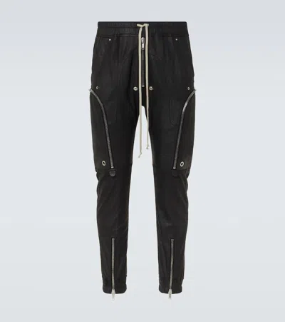 Rick Owens Black Porterville Bauhaus Leather Cargo Pants In 09 Black