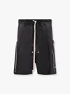 Rick Owens Bauhaus Organic Cotton Bermuda Shorts With Leather Details In Black