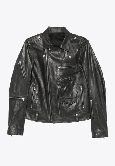 Rick Owens Bauhaus Stooges Leather Biker Jacket In Black