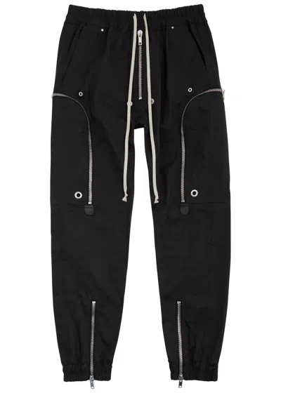 Rick Owens Bauhaus Stretch-cotton Poplin Cargo Trousers In Black
