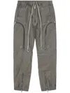 Rick Owens Bauhaus Tapered Leather Cargo Drawstring Trousers In Grey