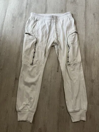 Pre-owned Rick Owens Bauhaus Zip Cargo Joggers In White