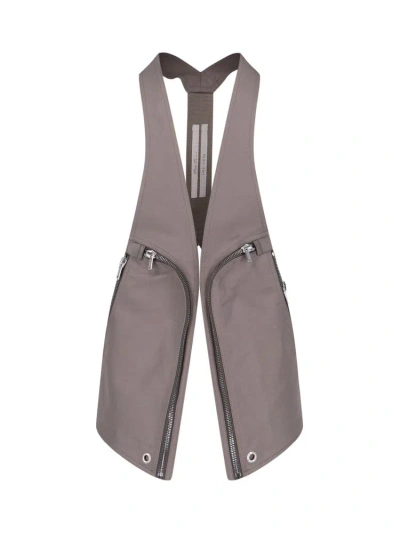 Rick Owens Bauhaus Zip Detailed Waistcoat In Grey