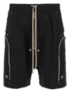 Rick Owens Bermuda Shorts With Elastic Waistband And Zipper Accents In Black