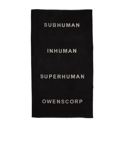 Rick Owens Text-print Beach Towel In Black