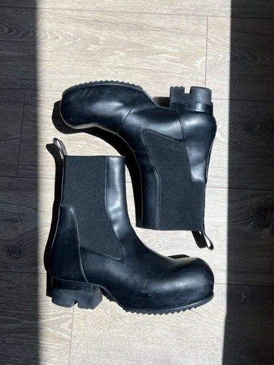 Pre-owned Rick Owens Beatle Ballast Boots Ss2021 ‘phlegethon In Black