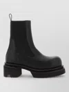 Rick Owens Chunky Sole Ankle Boots With Elastic Panels In Black