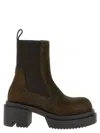 Rick Owens Chunky Sole Ankle Boots With Elastic Panels In Green