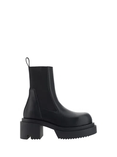 Rick Owens Beatle Bogun Leather Chelsea Boots In Black