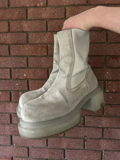 Pre-owned Rick Owens Beatle Bogun Boots Grey In Gray