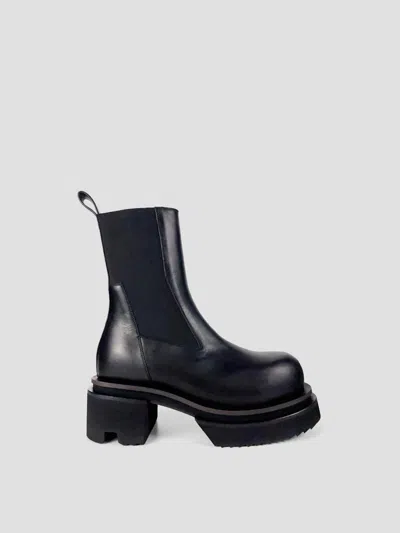 Rick Owens Beatle Bogun Boots In 100% Calf Leather In Black