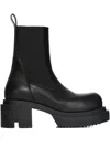 Rick Owens Womens Black Beatle Bogun Leather Heeled Boots
