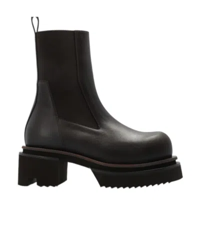 Rick Owens Beatle Bogun Platform Chelsea Boots In Brown