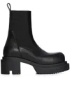 Rick Owens Womens Black Beatle Bogun Leather Heeled Boots