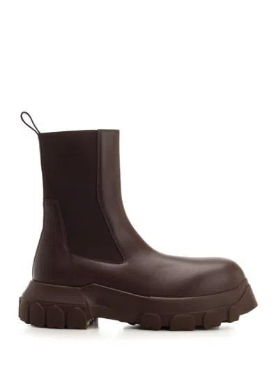 Rick Owens Beatle Bozo Ankle Boots In Brown