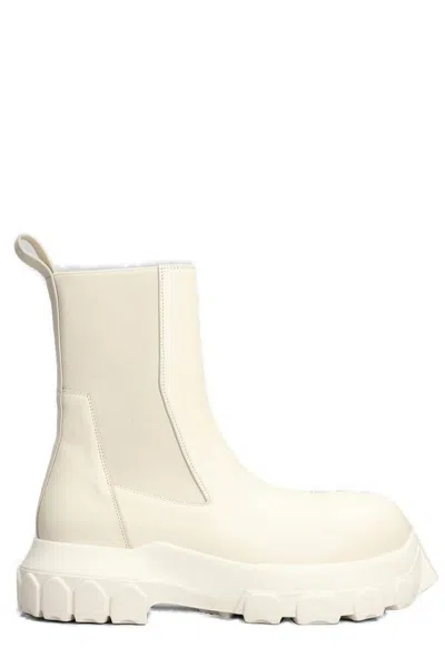 Rick Owens Beatle Bozo Tractor Boots In Cream