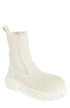 Rick Owens Beatle Bozo Tractor Genuine Calf Hair Chelsea Boot In White