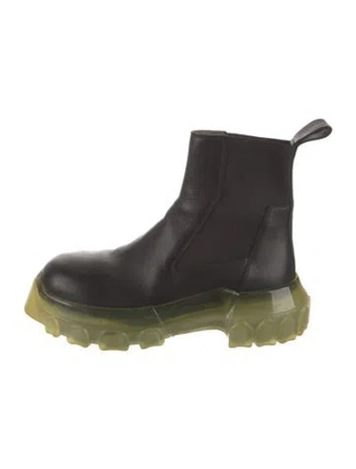 Pre-owned Rick Owens Beatle Bozo Tractor Leather Chelsea Boots In Black