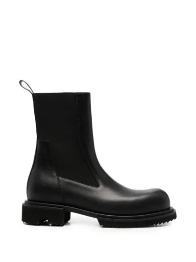 Rick Owens Beatle Leather Chelsea Boots In Black