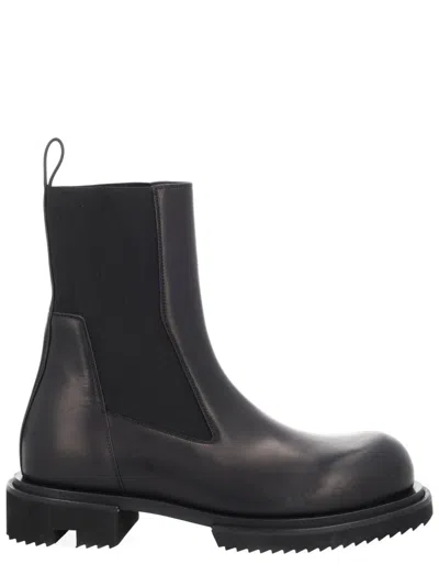 Rick Owens Beatle Gabe Leather Boots For Men In Black