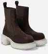 Rick Owens 45mm Tractor Nubuck Ankle Boots In Brown