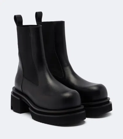 Rick Owens Beatle Leather Platform Chelsea Boots In Black