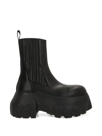 Rick Owens Beatle Ankle Boots Chunky Sole Elastic In Black