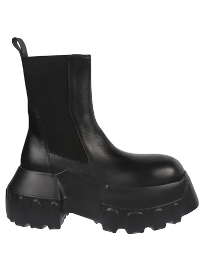 Rick Owens Beatle Mega Tractor Leather Boot In Black