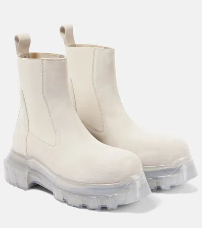 Rick Owens Beatle Tractor Leather Ankle Boots In Neutrals