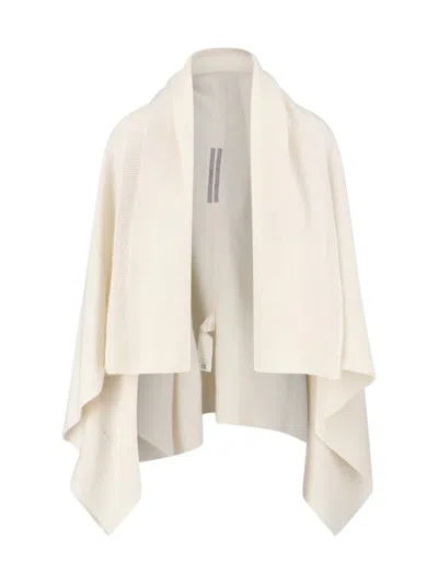 RICK OWENS BEIGE ALPACA BLEND DRAPED CARDIGAN