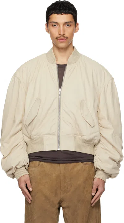Rick Owens Beige & Gray Temple Reversible Secchia Flight Jacket