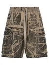 Rick Owens Beige Cargobela Bermuda Shorts In Multi