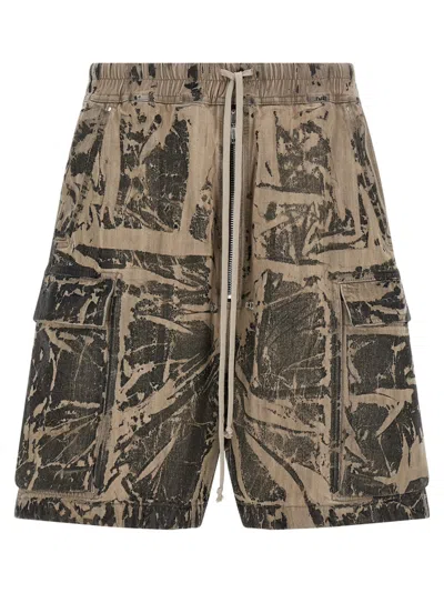 Rick Owens Beige Cargobela Bermuda Shorts In Multi