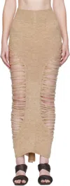 Rick Owens Beige Concordians Calf Dauphine Midi Skirt In Brown