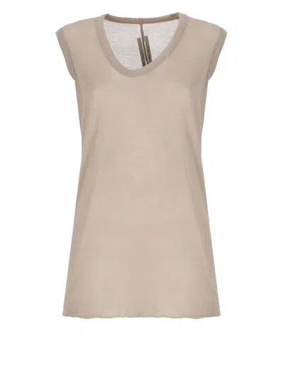 Rick Owens Beige Cotton Sleeveless Top In Neutrals