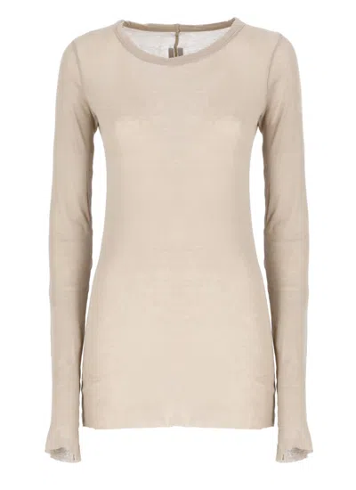Rick Owens Beige Cotton Tshirt In Neutrals