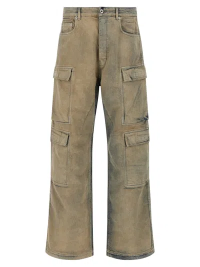 Rick Owens Beige Double Cargo Jeans In Neutral