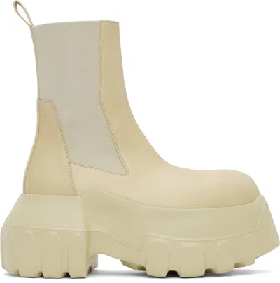 Rick Owens Beige Hollywood Beatle Mega Tractor Chelsea Boots In 81 Parchment
