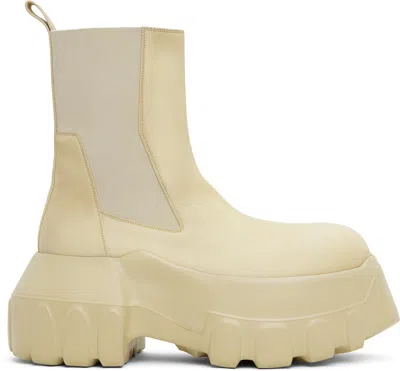 Rick Owens Beige Hollywood Beatle Mega Tractor Chelsea Boots In 81 Parchment