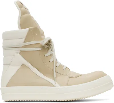 RICK OWENS BEIGE HOLLYWOOD GEOBASKET SNEAKERS