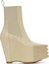 Rick Owens Beige Hollywood Grilled Wedge Beatle Chelsea Boots In 81 Parchment