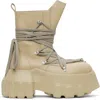 Rick Owens Beige Hollywood Megalace Mega Tractor Boots In 81 Parchment
