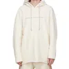 Rick Owens Beige Long Sleeves Logo Hoodie In White