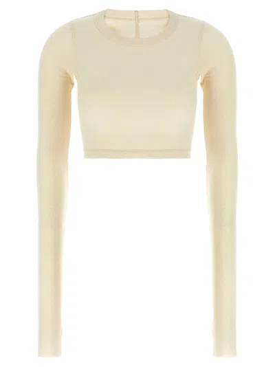 Rick Owens Beige Ls Crop T T-shirt