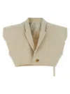 Rick Owens Sleeveless Strap Vest With Notched Lapel In Beige